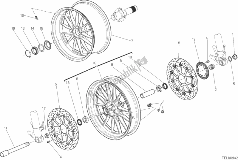 All parts for the Wheels of the Ducati Diavel Xdiavel Thailand 1260 2019